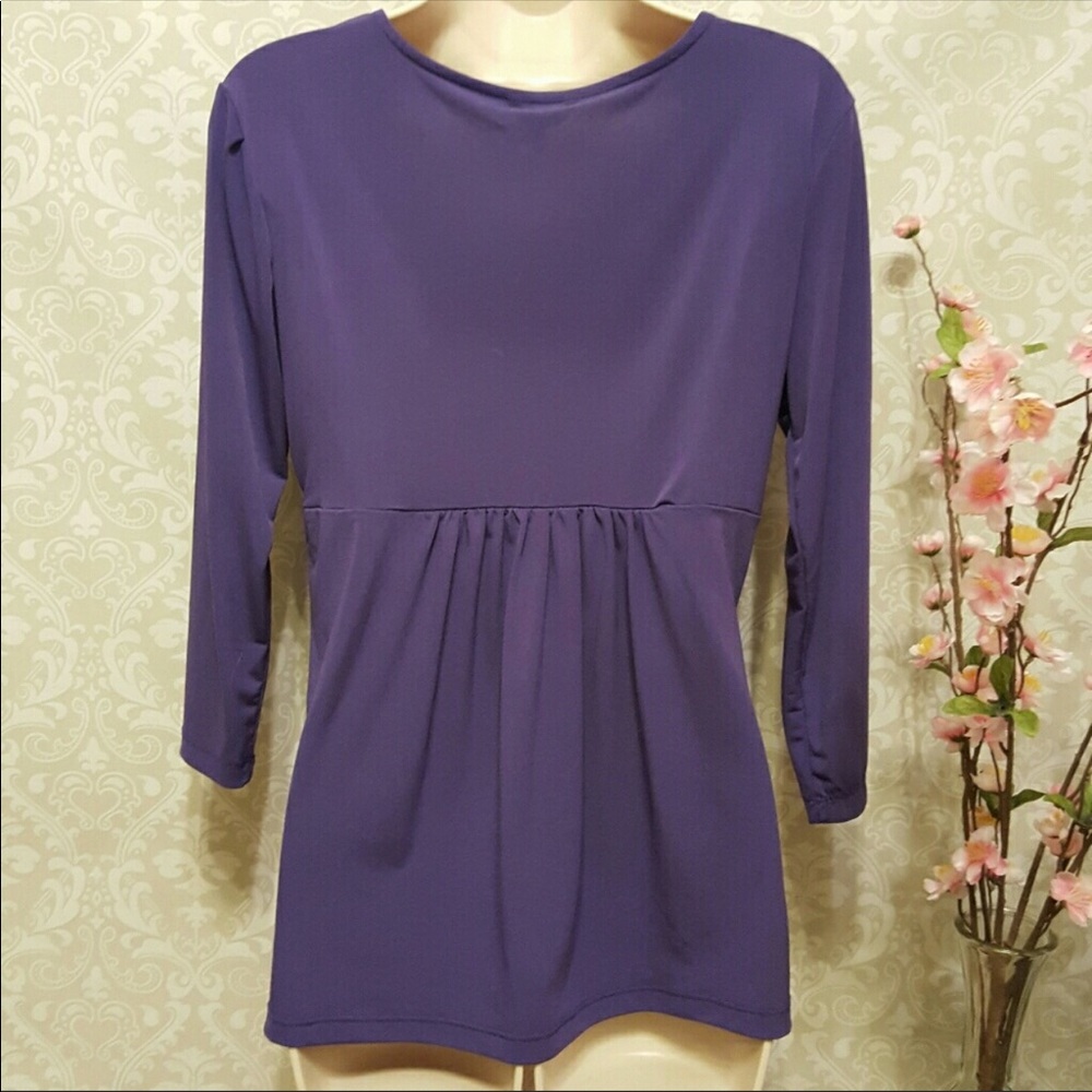 Daisy Fuentes 3/4 Sleeve Purple Blouse